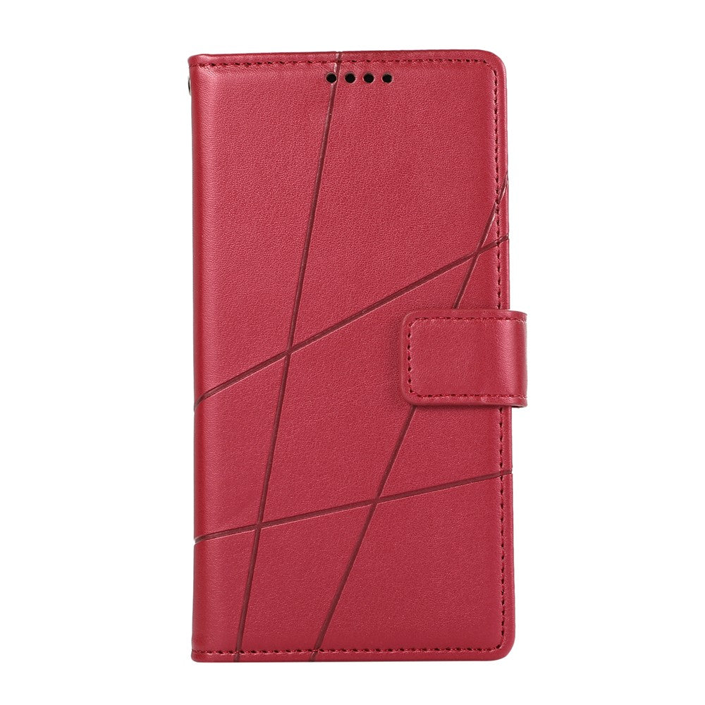 For Xiaomi Redmi 15 5G (Global) (169mm) Phone Case Line Imprint Leather Wallet Cover with Wrist Strap