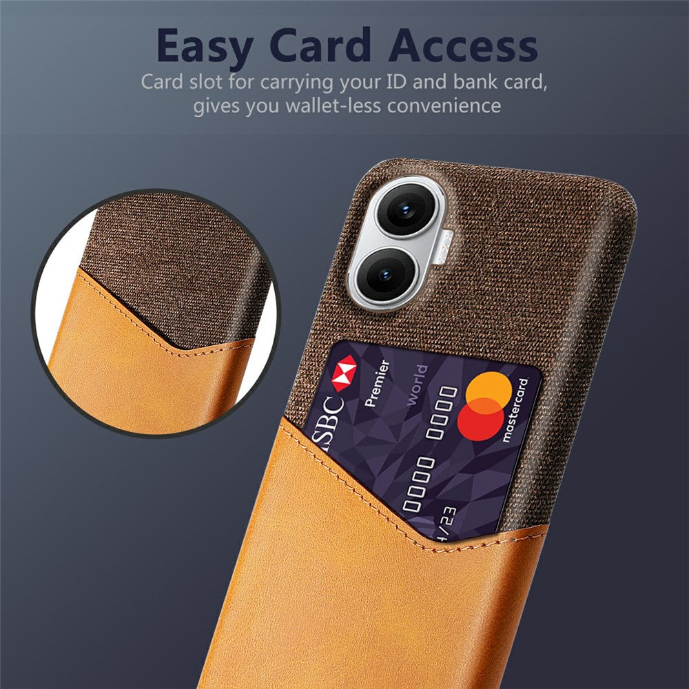 For Xiaomi Poco F7 5G / Redmi Turbo 4 Pro 5G Case PU Leather Cloth Texture Hard PC Phone Cover with Card Holder