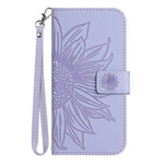 Flip Leather Wallet Case For Samsung Galaxy S21 4G / 5G, HT04 Imprinted Sunflower Skin-Touch Stand Magnetic Closure Protective Phone Cover with Strap
