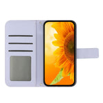 Flip Leather Wallet Case For Samsung Galaxy S21 4G / 5G, HT04 Imprinted Sunflower Skin-Touch Stand Magnetic Closure Protective Phone Cover with Strap
