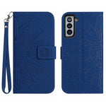 Flip Leather Wallet Case For Samsung Galaxy S21 4G / 5G, HT04 Imprinted Sunflower Skin-Touch Stand Magnetic Closure Protective Phone Cover with Strap