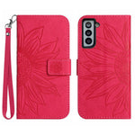 Flip Leather Wallet Case For Samsung Galaxy S21 4G / 5G, HT04 Imprinted Sunflower Skin-Touch Stand Magnetic Closure Protective Phone Cover with Strap