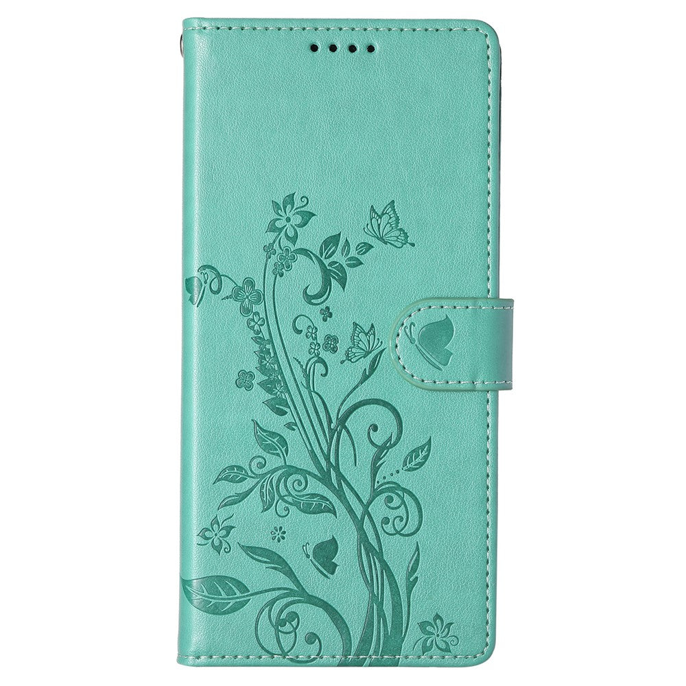 For Xiaomi Redmi 15 5G (Global) (169mm) Wallet Case Butterfly Floral Imprint PU Leather Phone Cover with Wrist Strap
