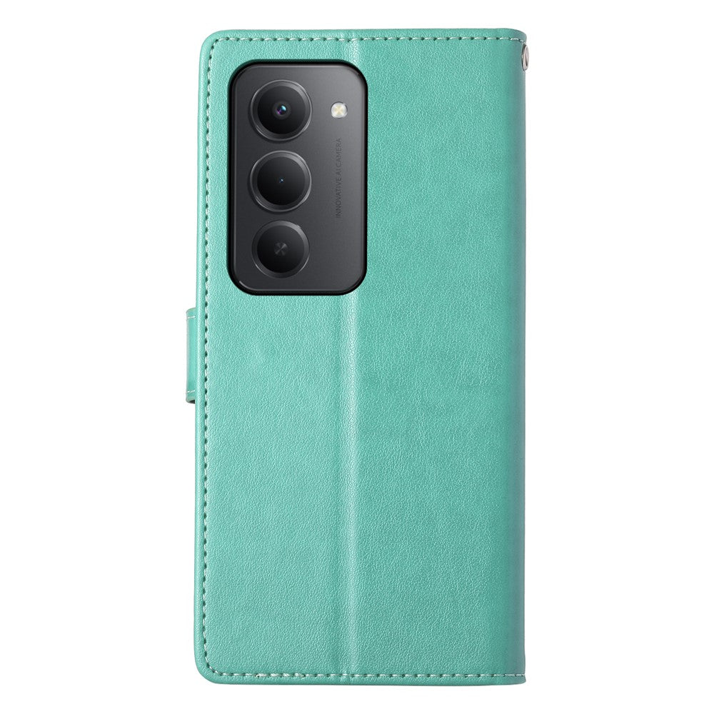 For Xiaomi Redmi 15 5G (Global) (169mm) Wallet Case Butterfly Floral Imprint PU Leather Phone Cover with Wrist Strap