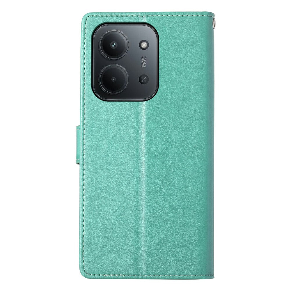 PU-lædermobilcover med sommerfugletryk og rem til Xiaomi Redmi 15C 4G (EU) (173 mm) / 15C 5G (EU) (173 mm) / Poco C85 4G (173 mm)