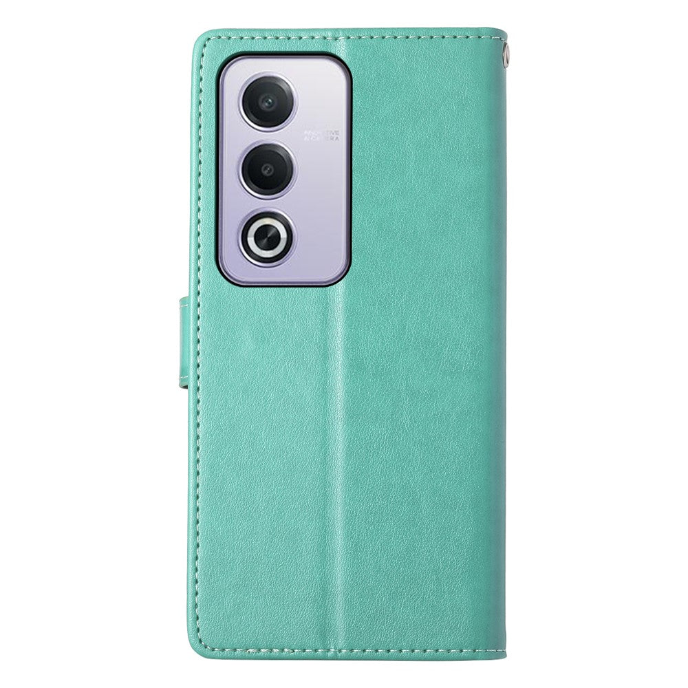 Til Oppo A5 5G / A5i Pro 4G Pung Etui Butterfly Blomsterpræg PU Læder Telefoncover med Håndledsrem