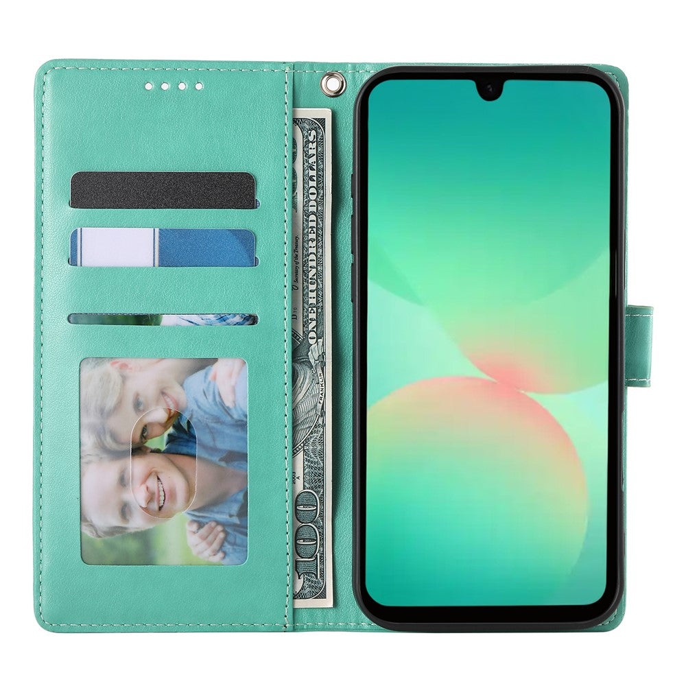 For Samsung Galaxy S25 FE Wallet Case Butterfly Floral Imprint PU Leather Phone Cover with Wrist Strap