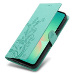 For Samsung Galaxy S25 FE Wallet Case Butterfly Floral Imprint PU Leather Phone Cover with Wrist Strap