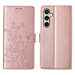 For Samsung Galaxy S25 FE Wallet Case Butterfly Floral Imprint PU Leather Phone Cover with Wrist Strap
