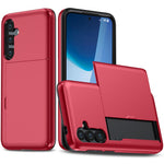 AMORUS For Samsung Galaxy S25 FE Case with Sliding Card Holder PC TPU Phone Back Cover