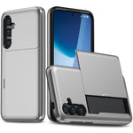 AMORUS For Samsung Galaxy S25 FE Case with Sliding Card Holder PC TPU Phone Back Cover