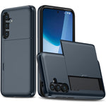 AMORUS For Samsung Galaxy S25 FE Case with Sliding Card Holder PC TPU Phone Back Cover