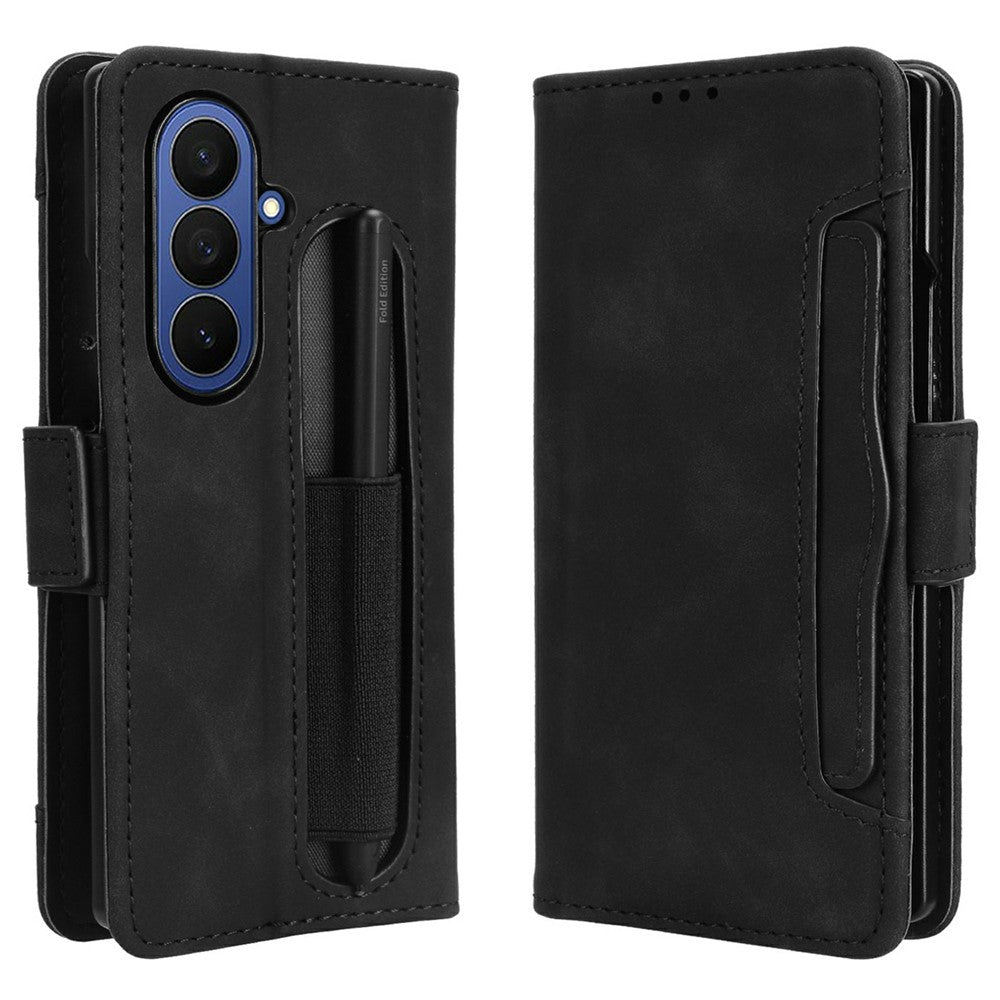 For Samsung Galaxy Z Fold7 5G Stand Case with Pencil Slot Leather Wallet Phone Cover