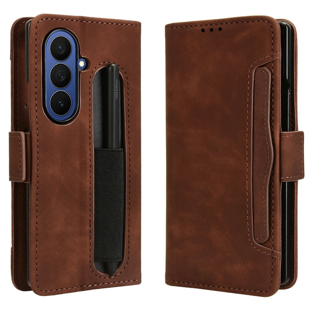 For Samsung Galaxy Z Fold7 5G Stand Case with Pencil Slot Leather Wallet Phone Cover