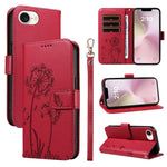 For iPhone 17th / 16th Leather Wallet Case with Strap Dandelion Imprint Phone Stand Cover