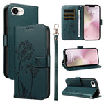 For iPhone 17th / 16th Leather Wallet Case with Strap Dandelion Imprint Phone Stand Cover