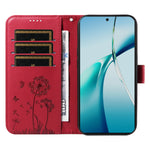 Oppo K12x 5G (Kina) / OnePlus Nord CE4 Lite 5G Läderplånboksfodral med rem Maskrostryck mobilstativfodral
