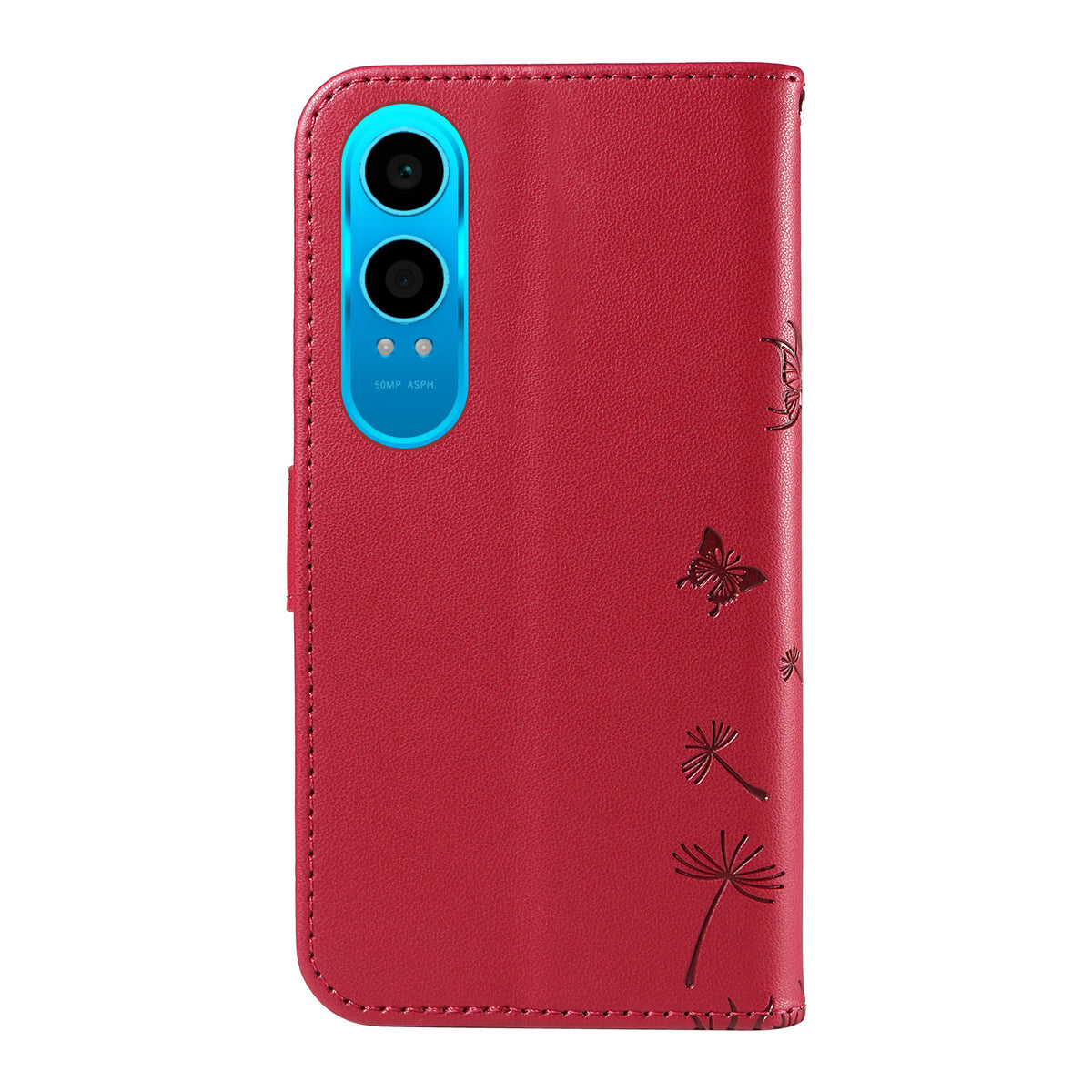 Oppo K12x 5G (Kina) / OnePlus Nord CE4 Lite 5G Läderplånboksfodral med rem Maskrostryck mobilstativfodral