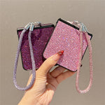 For Samsung Galaxy Z Flip7 5G Case Glitter TPU + PC Phone Cover with Rhinestone Wrist Strap