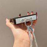 For Samsung Galaxy Z Flip7 5G Case Glitter TPU + PC Phone Cover with Rhinestone Wrist Strap