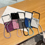 For Samsung Galaxy Z Flip7 5G Case Glitter TPU + PC Phone Cover with Rhinestone Wrist Strap