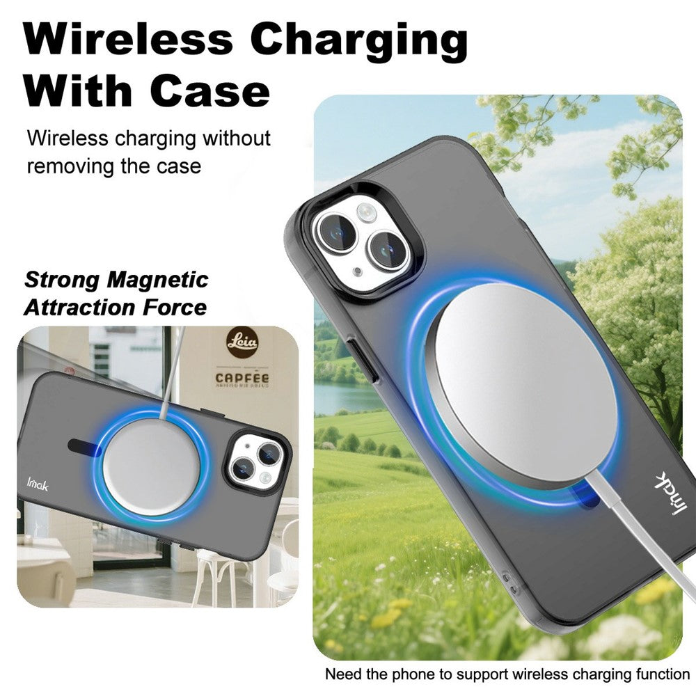 IMAK For iPhone 15 Case Compatible with MagSafe Candy Color Anti Drop TPU + PET Back Cover