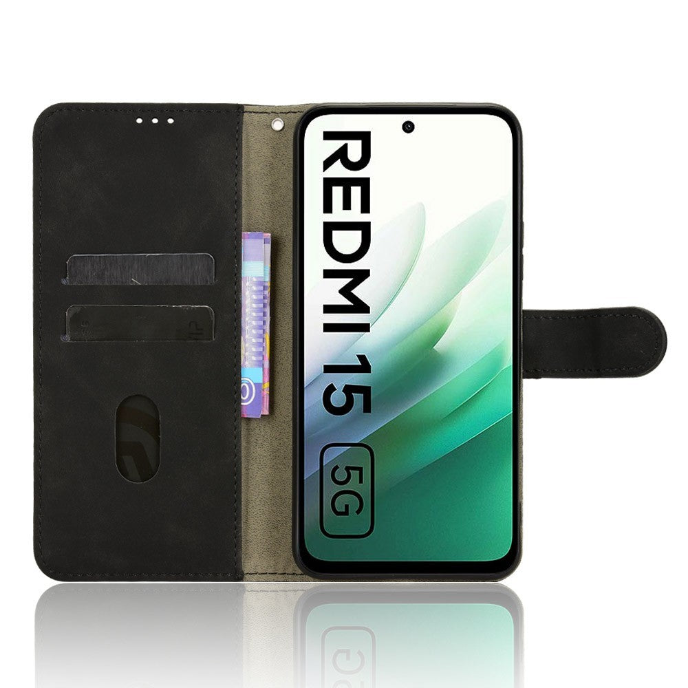 For Xiaomi Redmi 15 4G (EU) (171mm) Leather Case Skin Feel Anti Drop Wallet Flip Phone Cover