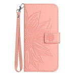 Xiaomi 12 Lite 5G HT04 Präglad solros PU-läder plånboksfodral Skin-Touch Stativ Magnetisk stängning Flip Phone Cover med rem