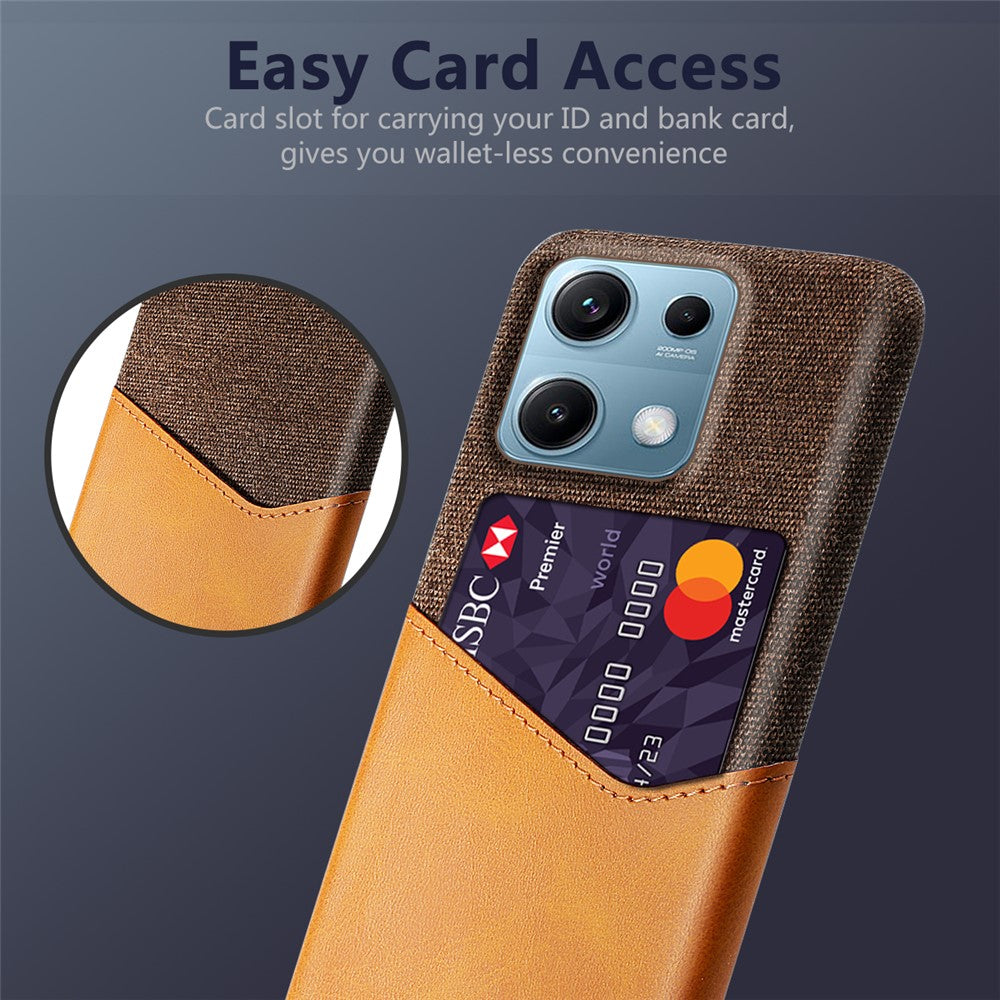 For Xiaomi Redmi Note 14S 4G Case PU Leather Cloth Texture Hard PC Phone Cover with Card Holder