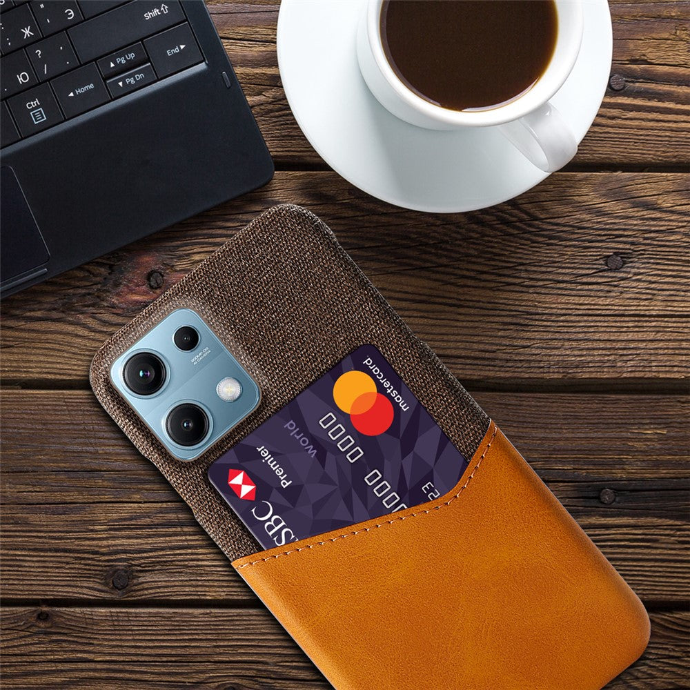 For Xiaomi Redmi Note 14S 4G Case PU Leather Cloth Texture Hard PC Phone Cover with Card Holder