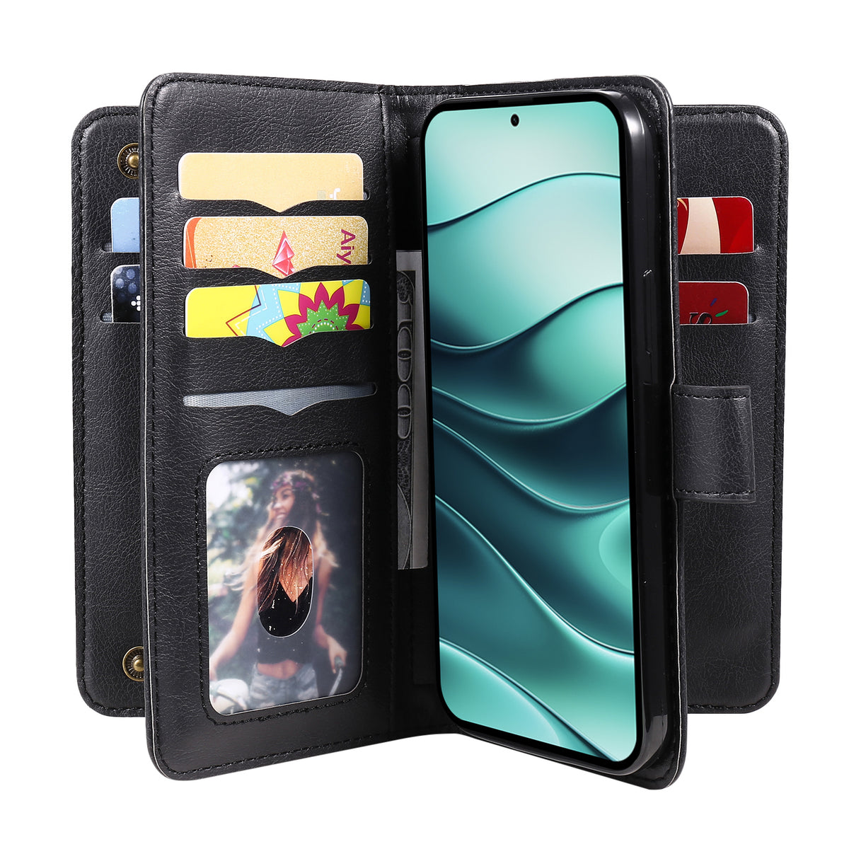 For Xiaomi Poco M7 Pro 5G / Xiaomi Redmi Note 14 5G Leather Case with 10 Card Holder Phone Cover Stand