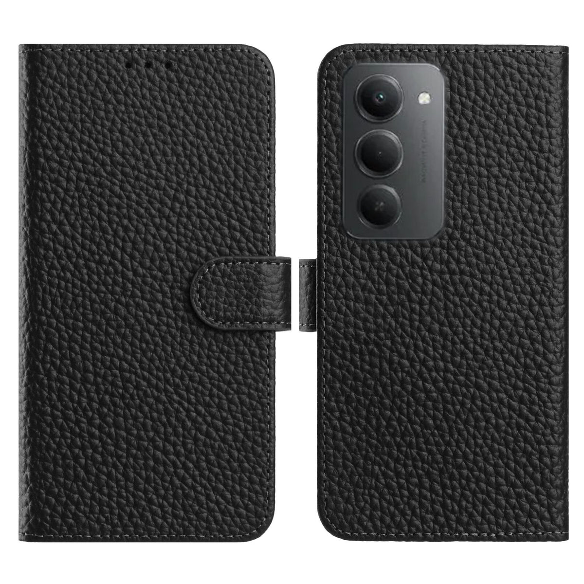 For Xiaomi Redmi 15 4G (EU) (171mm) Case Wallet Stand Litchi Texture Genuine Cow Leather Flip Phone Cover
