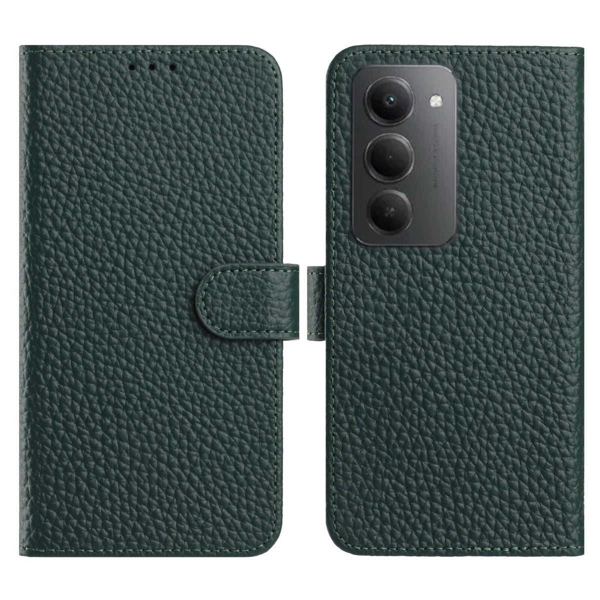For Xiaomi Redmi 15 4G (EU) (171mm) Case Wallet Stand Litchi Texture Genuine Cow Leather Flip Phone Cover