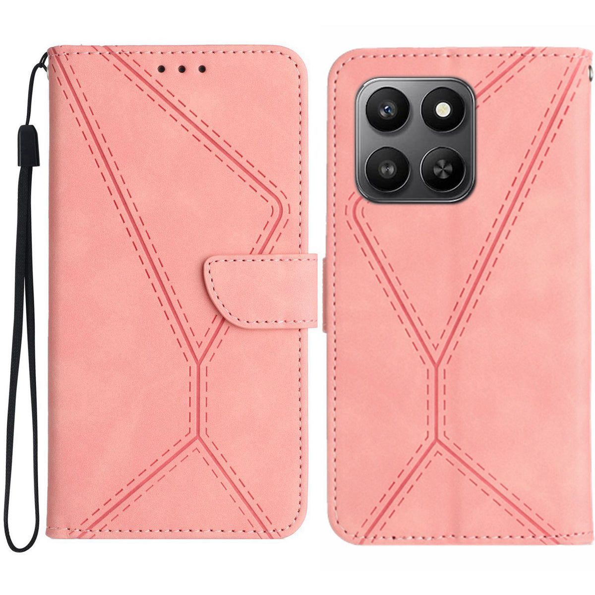 For Honor 400 Smart 5G / 4G / X7d 4G Case Skin Touch Lines Imprinted PU Leather Flip Phone Cover