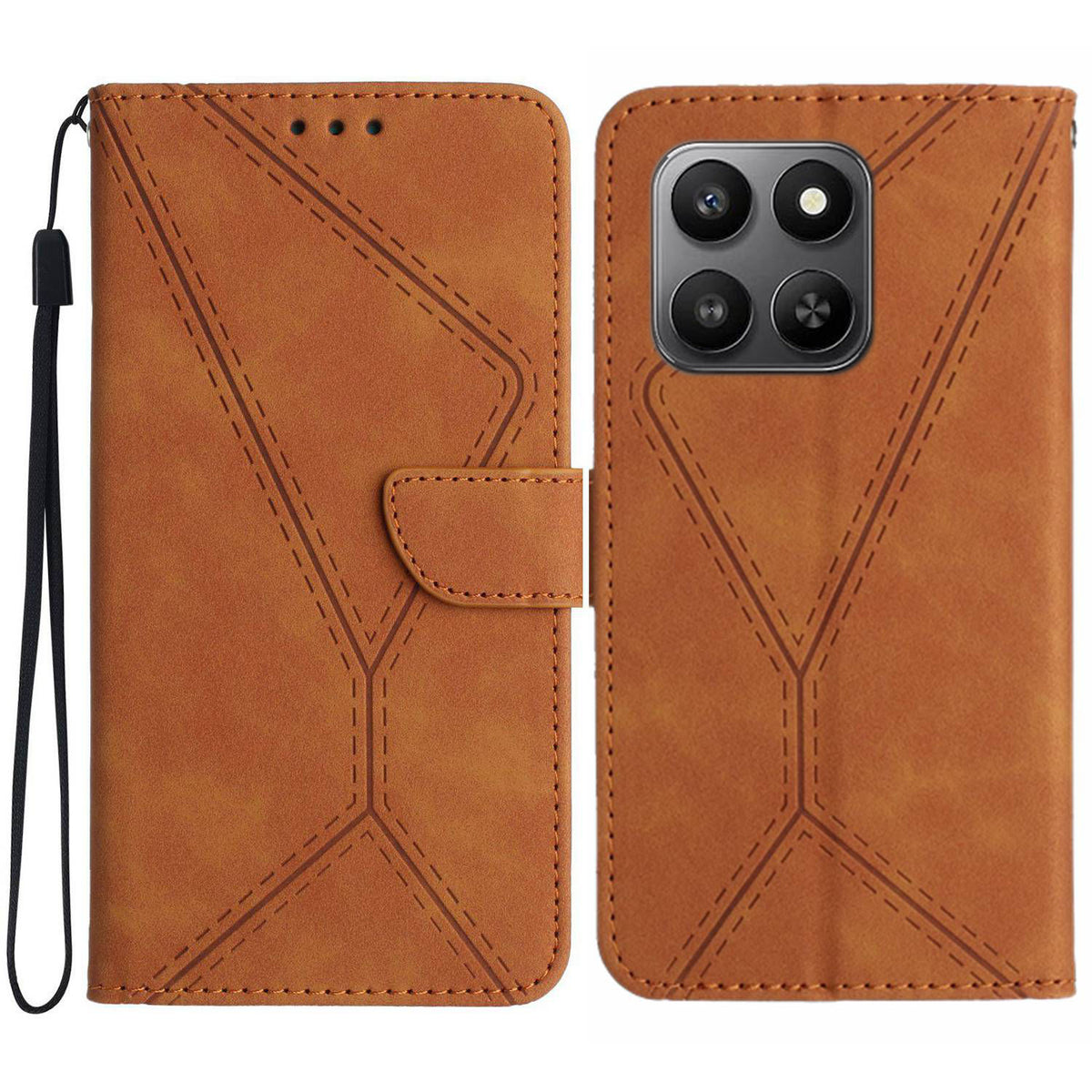 For Honor 400 Smart 5G / 4G / X7d 4G Case Skin Touch Lines Imprinted PU Leather Flip Phone Cover