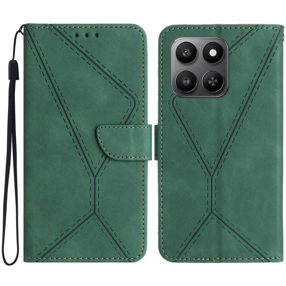 For Honor 400 Smart 5G / 4G / X7d 4G Case Skin Touch Lines Imprinted PU Leather Flip Phone Cover