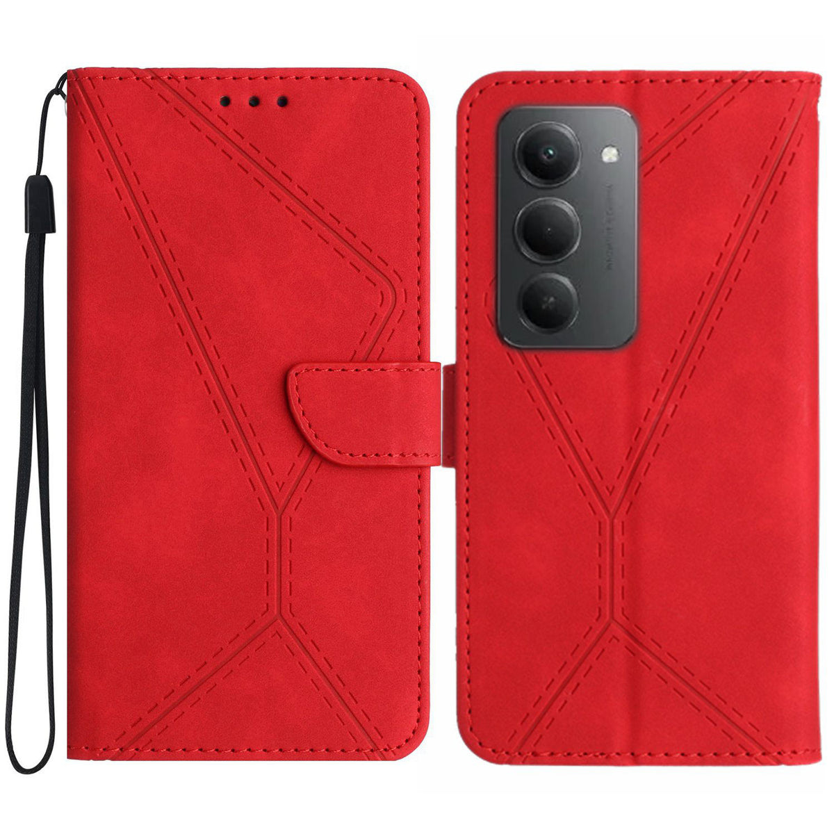 For Xiaomi Redmi 15 4G (EU) (171mm) Case Skin Touch Lines Imprinted PU Leather Flip Phone Cover