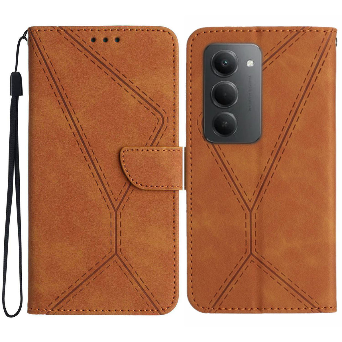 For Xiaomi Redmi 15 4G (EU) (171mm) Case Skin Touch Lines Imprinted PU Leather Flip Phone Cover
