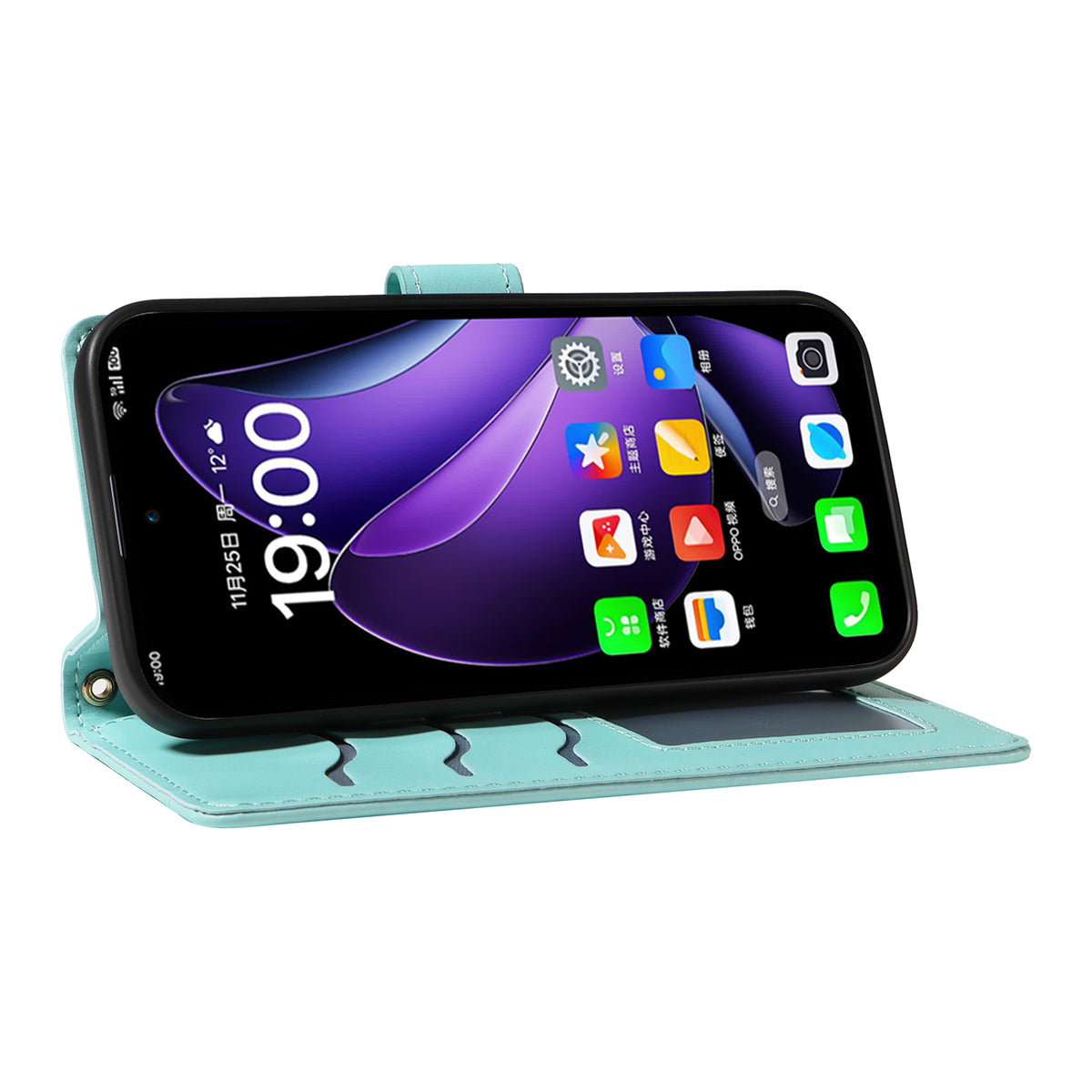 For Oppo Reno13 5G (Global) Wallet Case Rhombus Leather Phone Cover with Strap