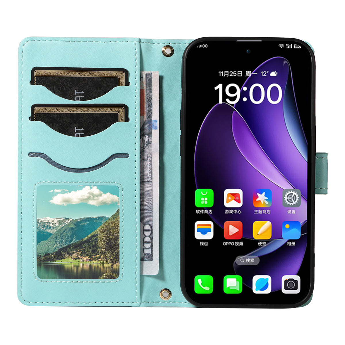 For Oppo Reno13 5G (Global) Wallet Case Rhombus Leather Phone Cover with Strap