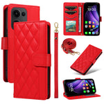 For Oppo Reno13 5G (Global) Wallet Case Rhombus Leather Phone Cover with Strap