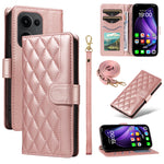 For Oppo Reno13 5G (Global) Wallet Case Rhombus Leather Phone Cover with Strap