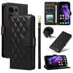 For Oppo Reno13 5G (Global) Wallet Case Rhombus Leather Phone Cover with Strap