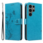 Samsung Galaxy S25 Ultra PU-läderfodral Blommönster Plånboksfodral med stativ och rem