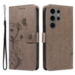 Samsung Galaxy S25 Ultra PU-läderfodral Blommönster Plånboksfodral med stativ och rem