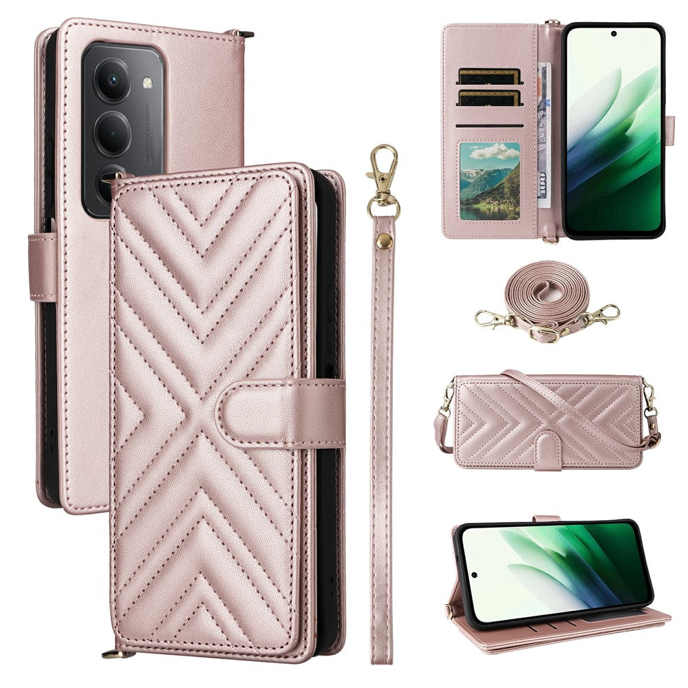 For Xiaomi Redmi 15 4G (EU) (171mm) Case with Shoulder / Wrist Strap Leather Phone Cover Stand Wallet