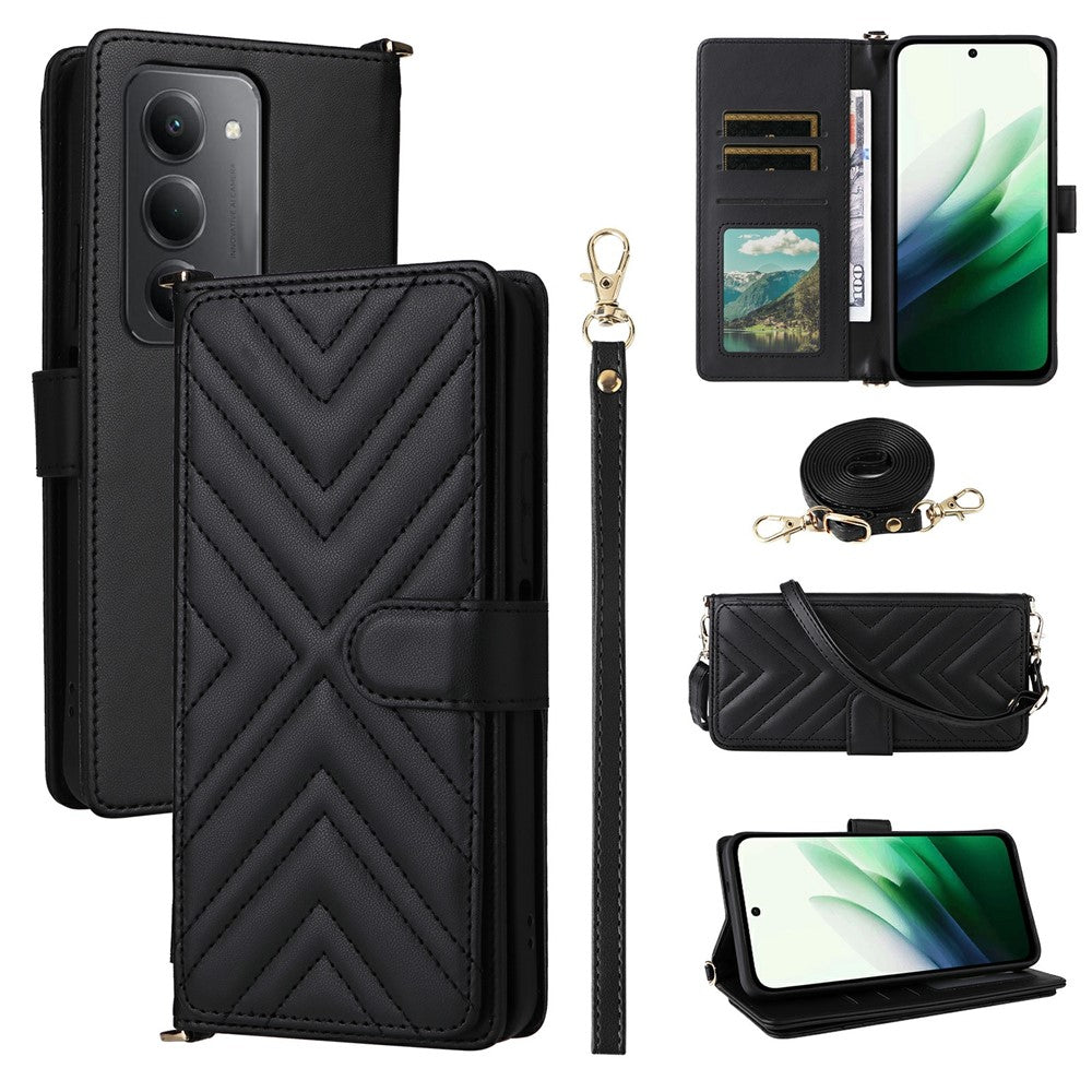 For Xiaomi Redmi 15 4G (EU) (171mm) Case with Shoulder / Wrist Strap Leather Phone Cover Stand Wallet
