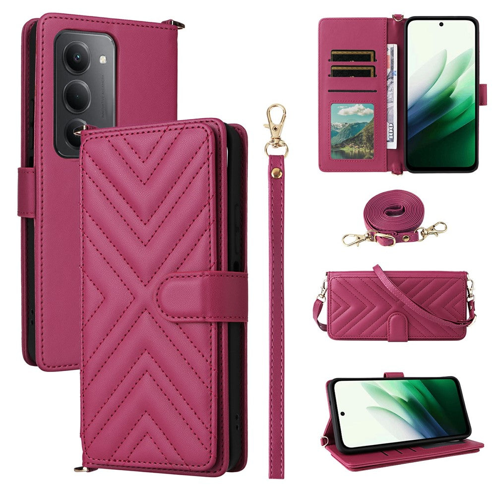 For Xiaomi Redmi 15 4G (EU) (171mm) Case with Shoulder / Wrist Strap Leather Phone Cover Stand Wallet