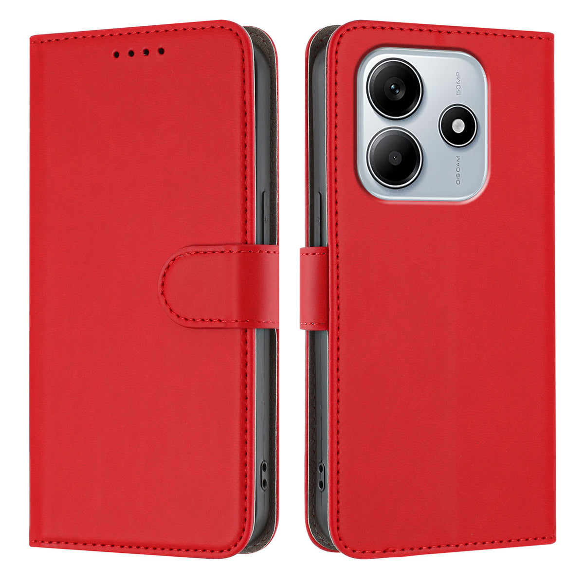 For Xiaomi Redmi Note 14 4G (164.84mm) Leather Case Solid Color Phone Cover with Wallet