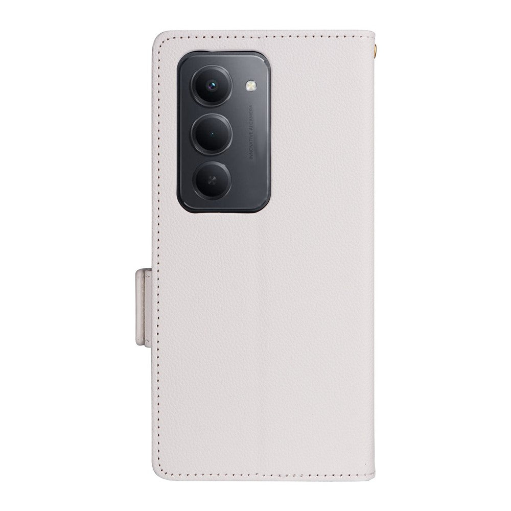 For Xiaomi Redmi 15 4G (EU) (171mm) Case with Wrist Strap Litchi Texture PU Leather Wallet Phone Cover